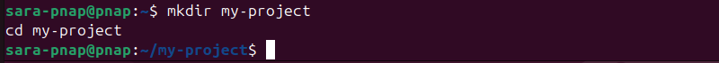 mkdir my-projectcd my-project terminal output