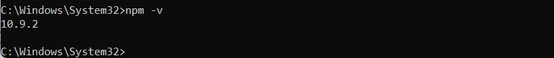 npm -v cmd output