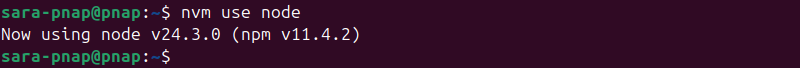 nvm use node terminal output