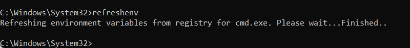 refreshenv cmd output
