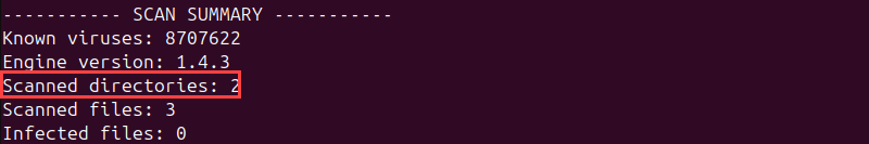 scanned directories count terminal output