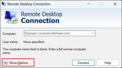 Show options RDP