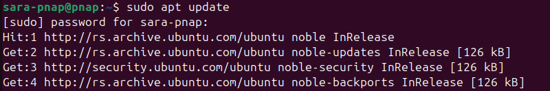 sudo apt update terminal output