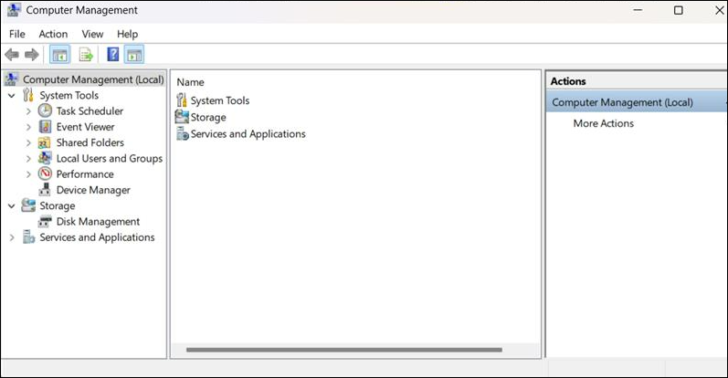 Computer Management Console window