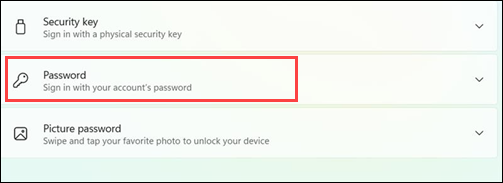 Find the Password section