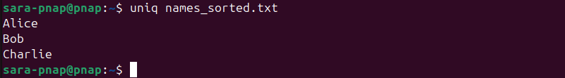 uniq names_sorted.txt terminal output