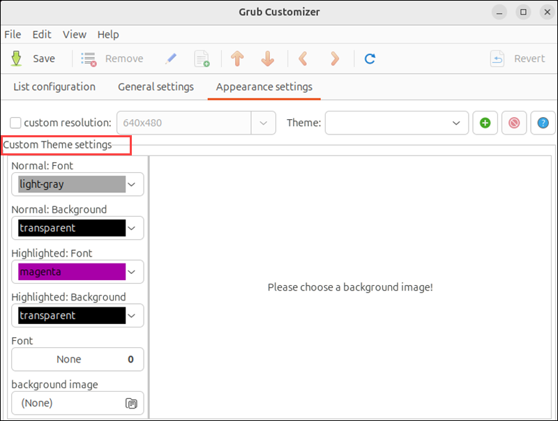 Custom Theme Settings