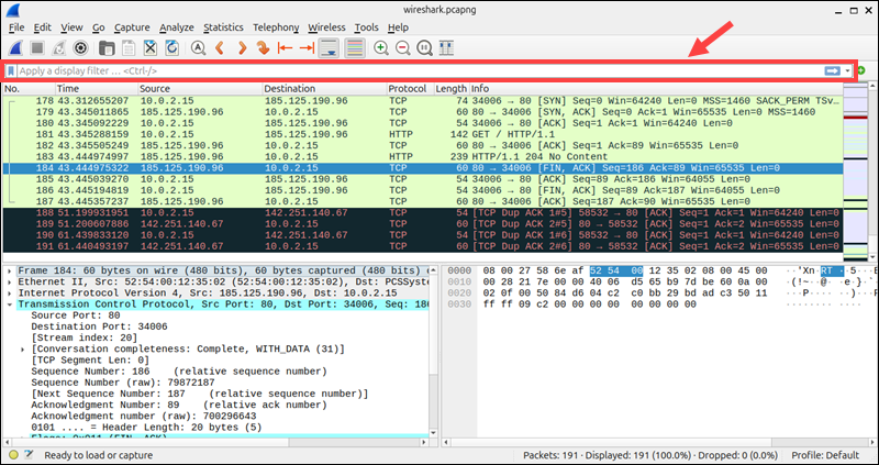 Display filters in Wireshark.