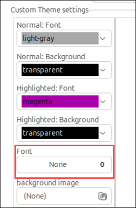 Font type and size
