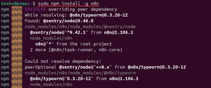 Install n8n globally with npm.