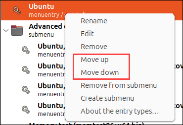 Move entries up or down
