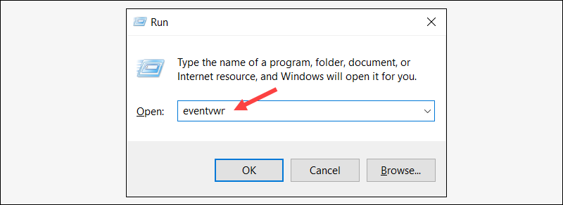 Accessing the Event Viewer in Windows.