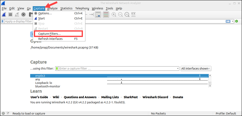 Capture filters in Wireshark.