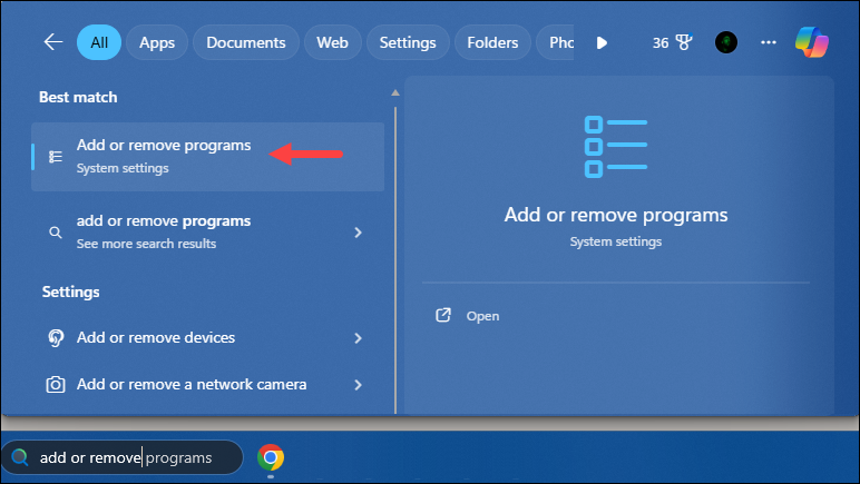 Open the program removal window.