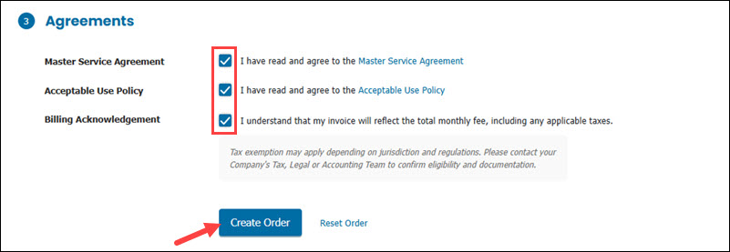 The agreements section.