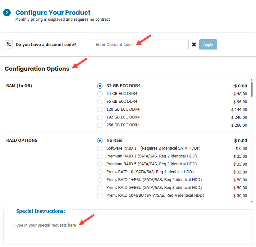 Configure your product section.