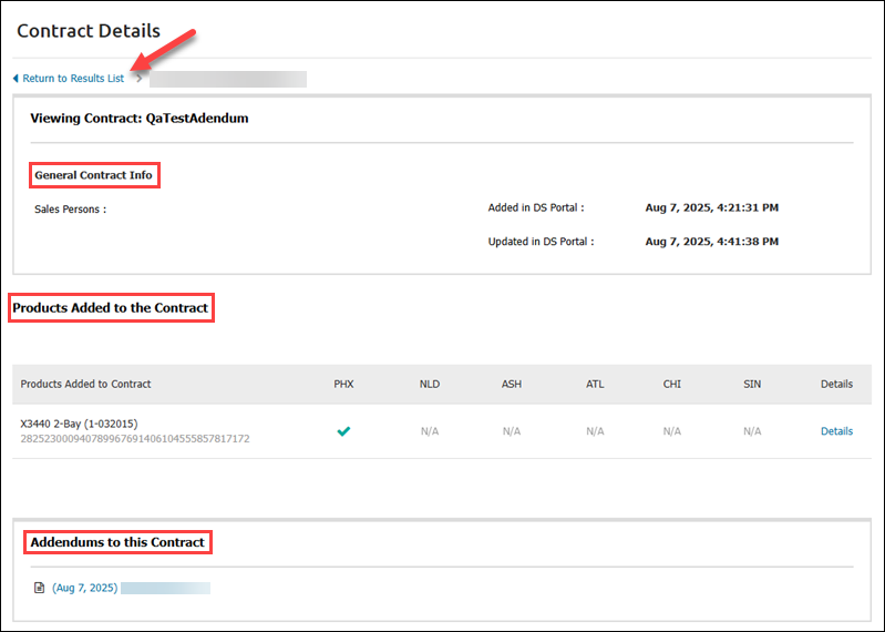 The Contract Details page.