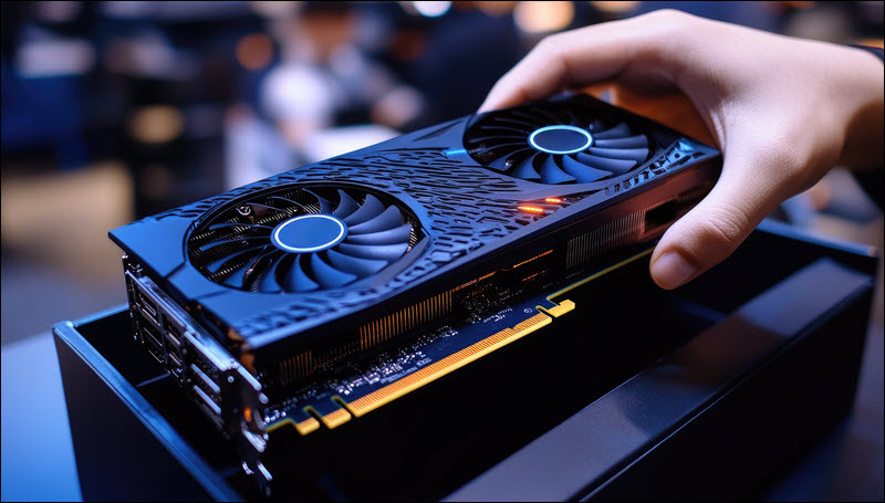 A GPU placed in a computer.