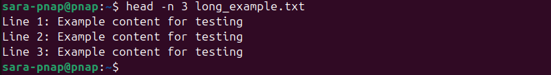 head -n 3 long_example.txt terminal output