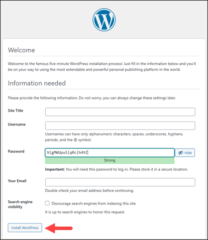 Install WordPress.