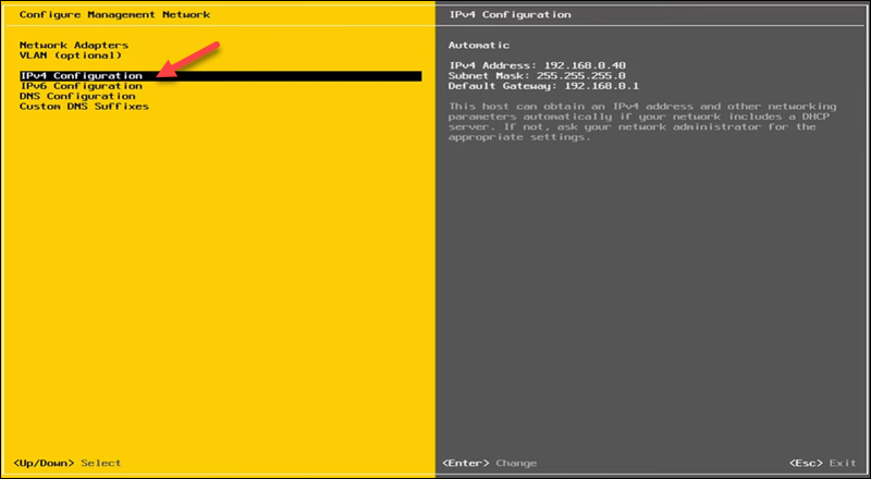 The location of the IPv4 Configuration item.