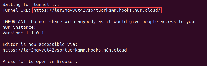 Creating a n8n tunnel with Docker.
