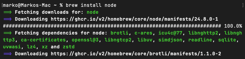 Installing Node.js on Mac.