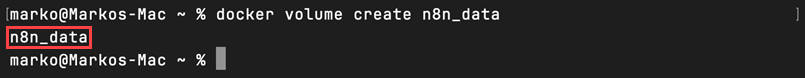 The output showing the name of the created volume.