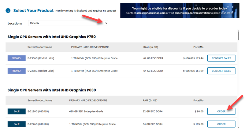 The Select Your Product step on the Deploy New Server page.
