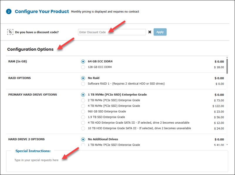 The Configure Your Product step on the Deploy New Server page.
