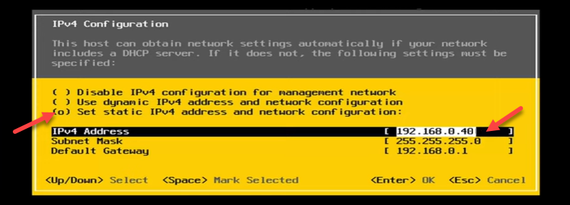 Setting up a static IPv4 address.