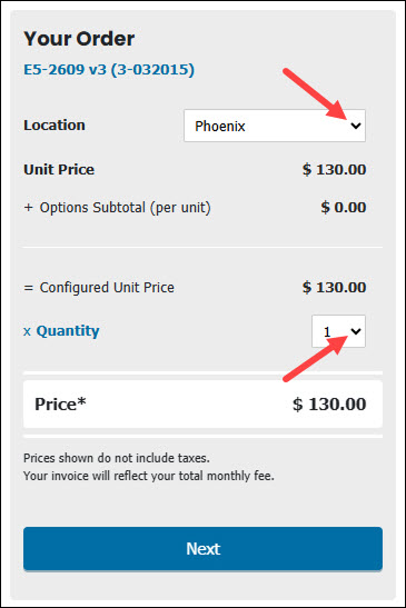 The Your Order section.