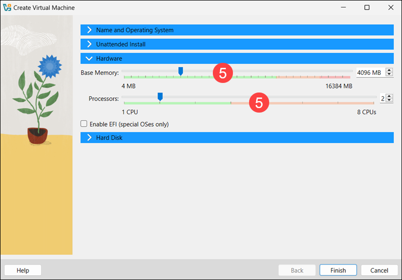 Add memory and CPUs to VM instance.