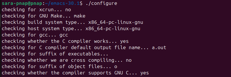./configure terminal output