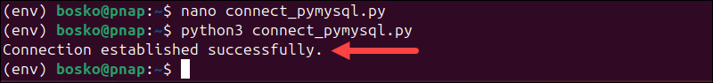 Connecting to MySQL using PyMySQL.