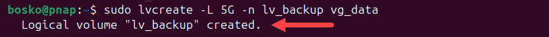 Creating a logical volume.