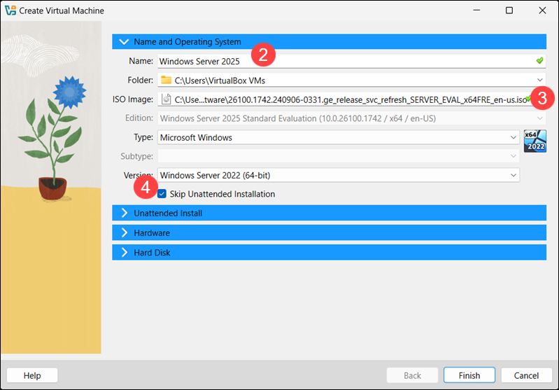 Creating a VM for Windows Server 2025.