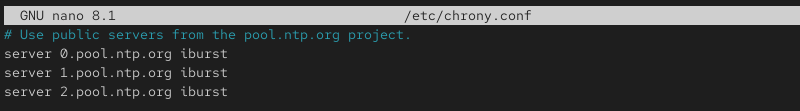 Edit config file in Nano terminal output
