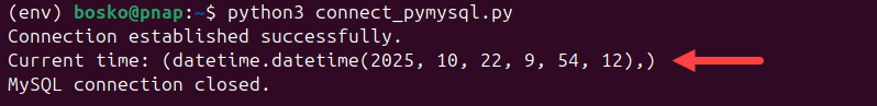Executing a query and closing the connection with PyMySQL.
