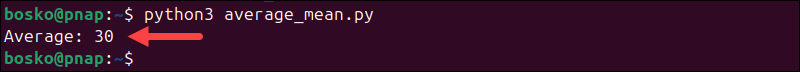 Finding the average of a list using the mean function.