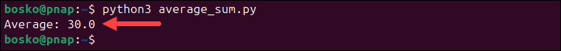 Finding the average in Python using the sum method.