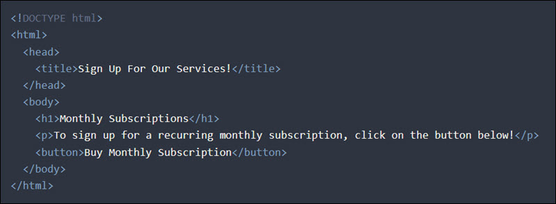 Example of a HTML document.