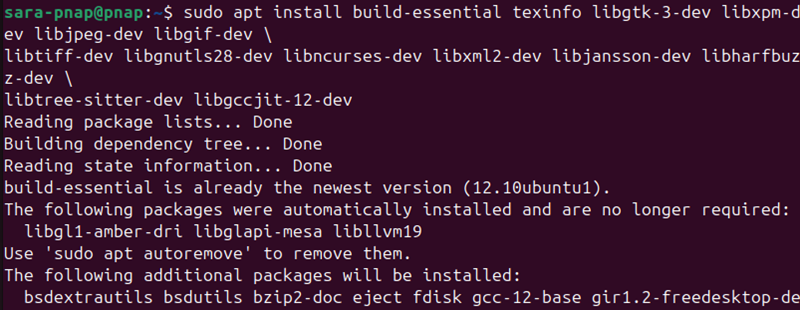 Install build dependencies terminal output
