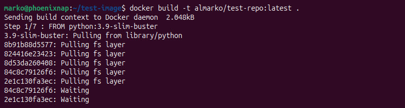 Building an image from a Dockerfile.