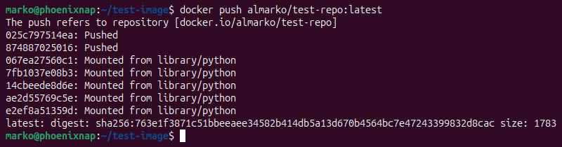 Pushing an image to Docker Hub.