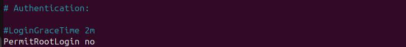 PermitRootLogin no in Nano terminal output