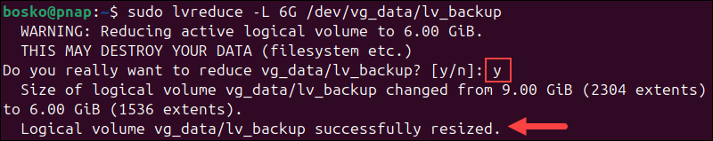 Reducing a logical volume's size.