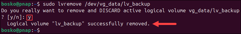 Removing a logical volume in Linux.