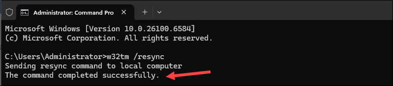 Command to resync time in Windows.