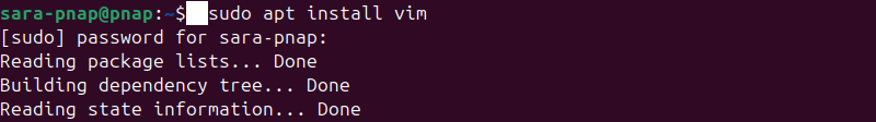 space  sudo apt install vim terminal output